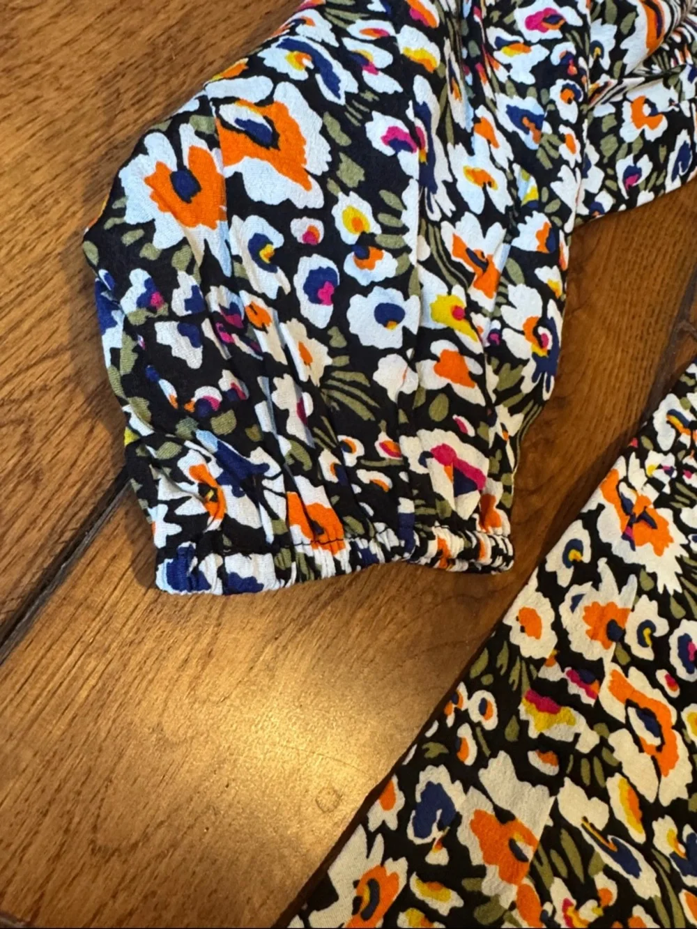 Boden Long-Sleeve Floral Dress — Black, White, Orange, Blue, Pink - Picture 5 of 6